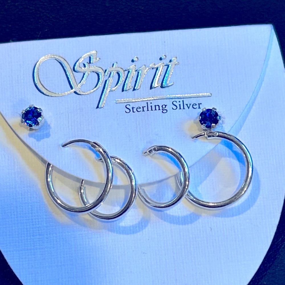 Stud and hoop sterling silver earrings
